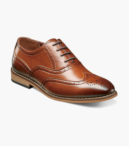 Stacy Adams KIDS DUNBAR Wingtip Oxford Cognac by Stacy Adams Shoes