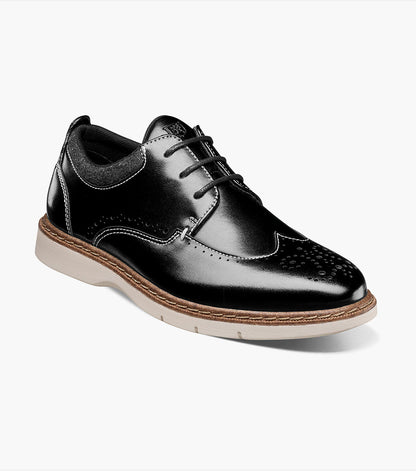 Stacy Adams KIDS SYNERGY Wingtip Lace Up Black by Stacy Adams Shoes