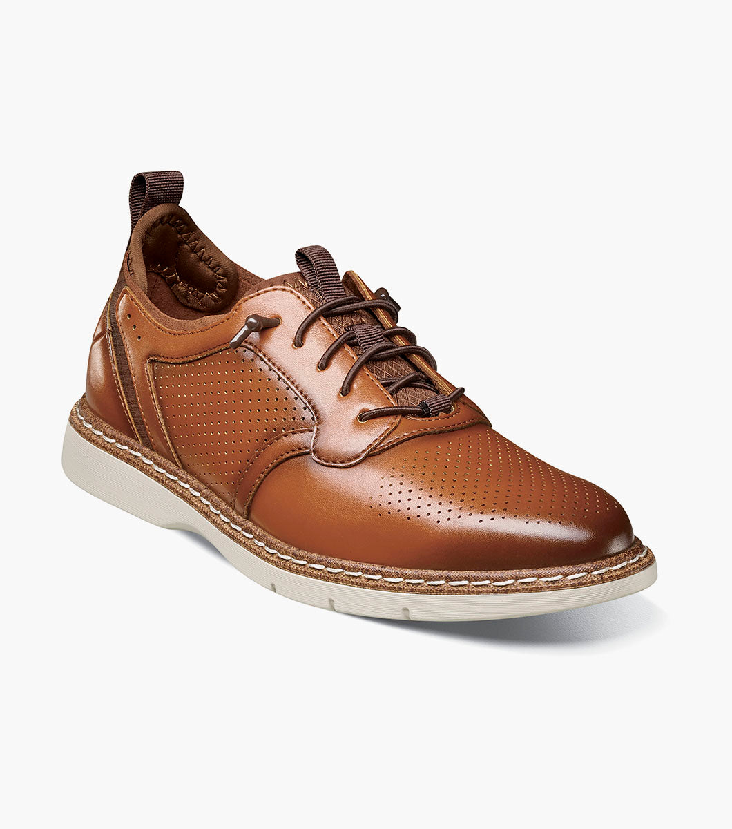 Stacy Adams KIDS SYNC Plain Toe Elastic Lace Up Cognac by Stacy Adams Shoes