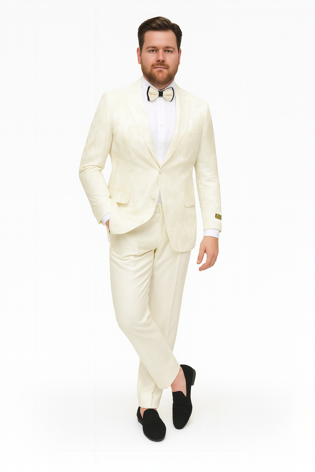 Mens Ivory Floral Embroidered Tuxedo Jacket  Elegant Wedding and Party Blazer in Cream Color With Ivory Pants