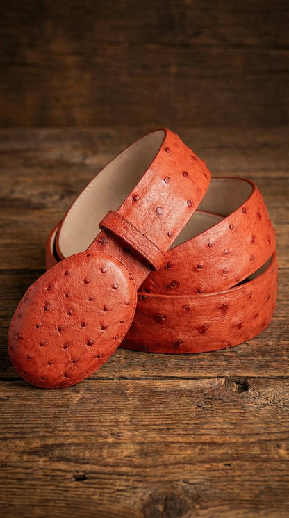 Men’s Orange Rust Copper Genuine Leather Belt with Textured Finish – Classic Dress Belt for Formal and Casual Wear