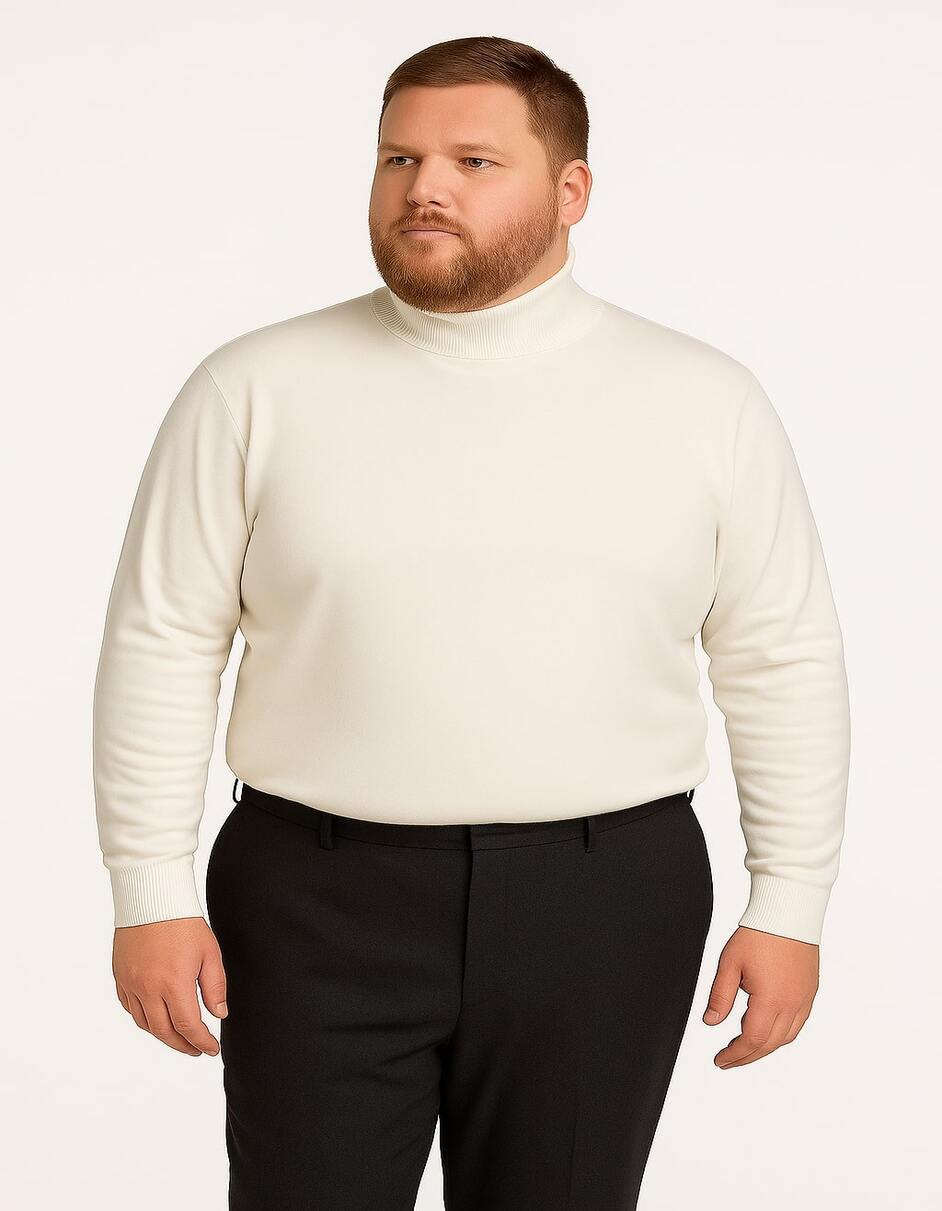 Men's Ivory Turtleneck Sweater  Classic Slim Fit Knit Pullover for Winter Elegance - Cream