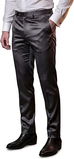 Mens Solid Color Shiny Satin Dress Pants 6VP1010