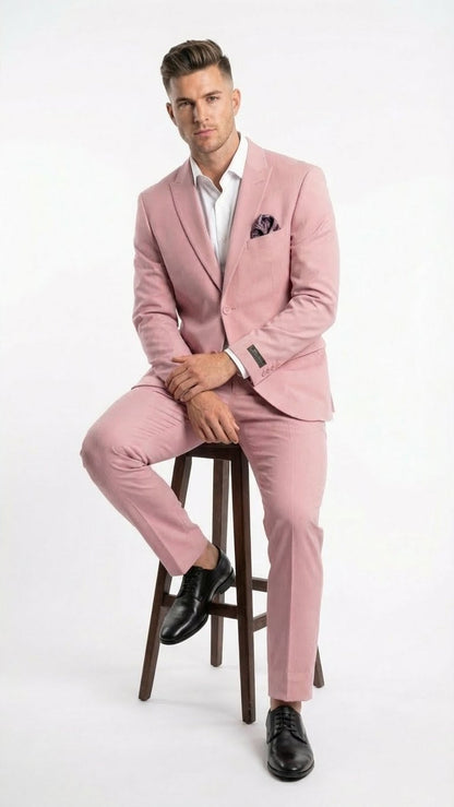 Vitali Brand Modern Fit Men’s Light Pink Formal Suit - Blush Color