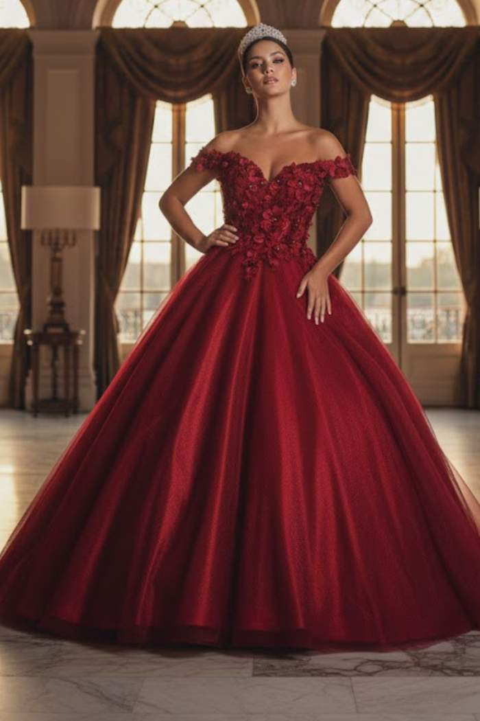 Quinceanera Dress Ball Gown Off The Shoulder Floral Corset Style