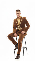 mens-bronze-shiny-velvet-suit-designer-party-and-wedding-wear-blazer-and-pant-set-brown-and-gold-tuxedo