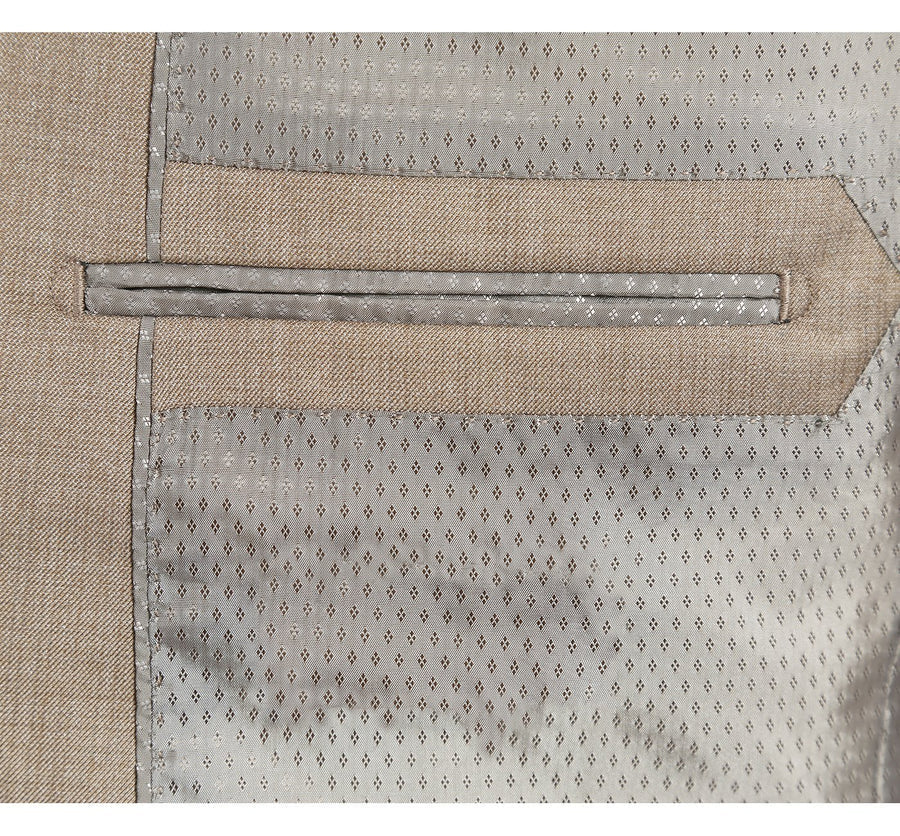 Mens Taupe Classic Fit 2-Button Suit with Optional Vest