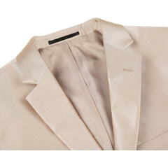 Mens Basic Two Button Slim Fit Suit with Optional Vest in Shiny Champagne Tan Sharkskin - Men's Tuxedo USA