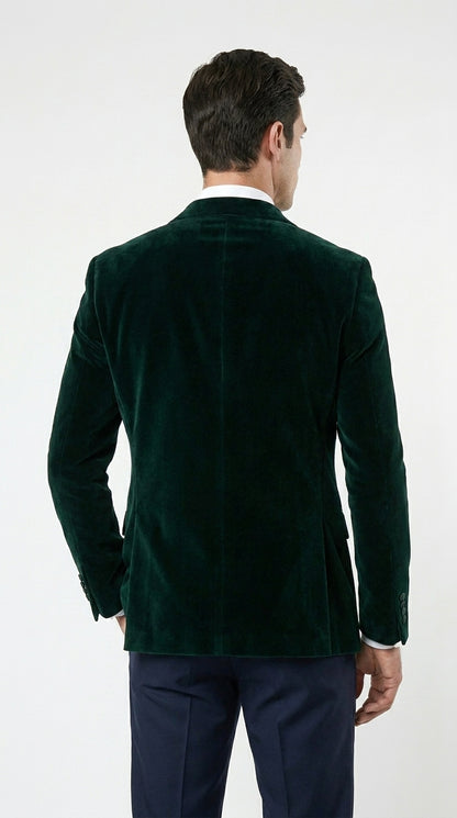 Men’s Hunter Green Velvet Tuxedo Jacket with Peak Lapel, Formal Wedding Prom Dinner Blazer