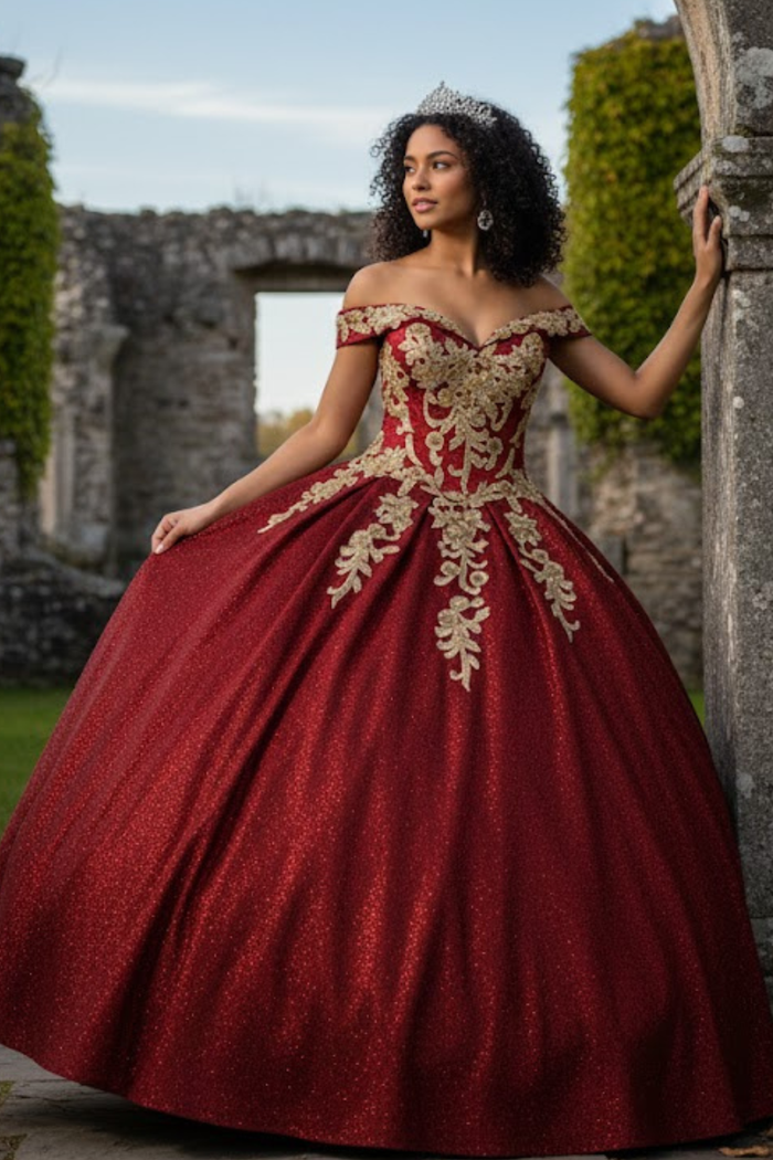 Plus Size Ball Gown in Black/Gold | Formal Quinceanera Dress
