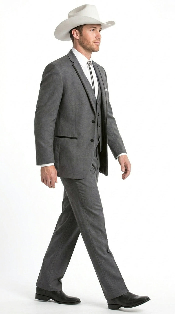 Men’s Dark Gray Western Sport Coat with Two Button Front, Notch Lapel Designer Blazer Jacket