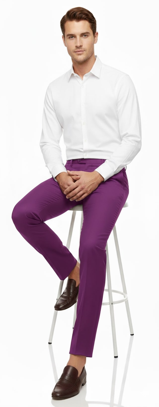 Mens Slim Fit Light Purple Dress Pants  Modern Formal Trousers for Business, Weddings and Parties