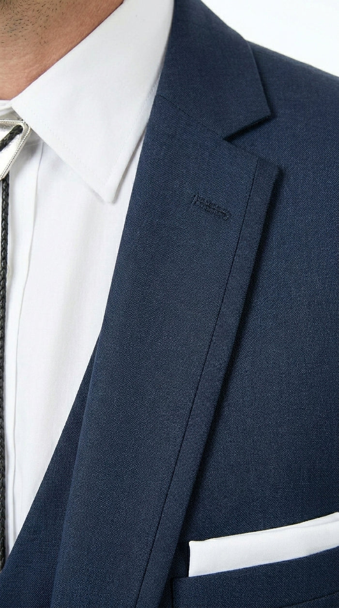 Men’s Slate Blue Western Sport Coat with Two Button Front, Notch Lapel Designer Blazer Jacket