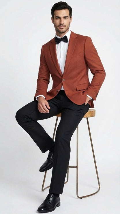 Mens Brick Copper Rust Color  Blazer  Slim Fit Formal and Party Wear Jacket in Burnt Orange Sport Coat