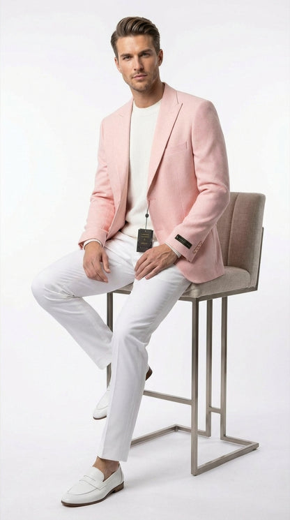 Mens Peach Pink Blazer Jacket – Modern Formal Sport Coat for Wedding, Party and Business Wear - Summer Jacket