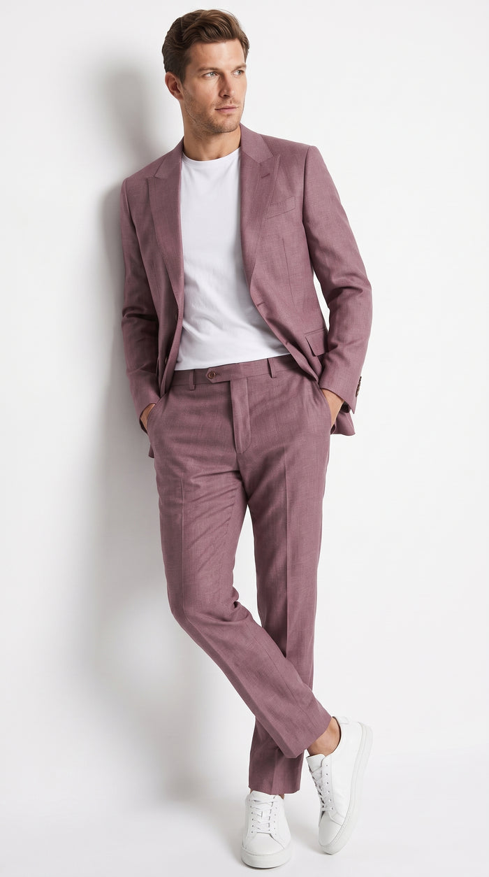 Men’s Mauve 2-Piece Suit – Classic Two-Button Wedding, Prom and Business Suit