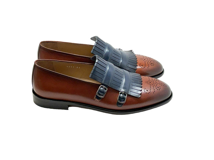 C0001901-5211 Kilt side buckle Loafer-Navy/Brown