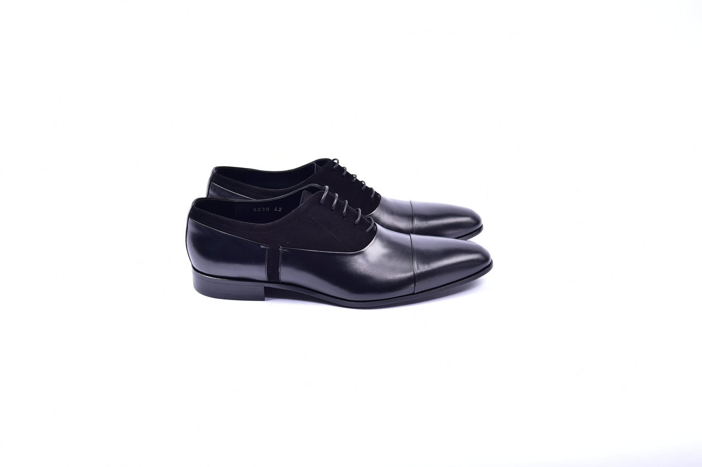 C0014041-5230 Plain toe lace up with suede vamp-Black