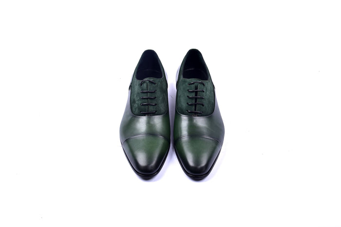 C0014040-5230 Plain toe lace up with suede vamp-Green