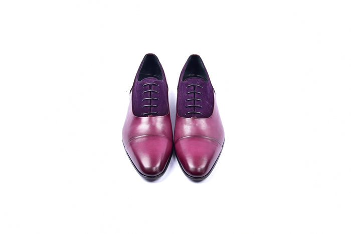 C0014042-5230 Plain toe lace up with suede vamp -Purple