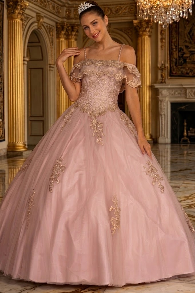 Off Shoulder Quinceañera Ball Gown Embroidered Lace-Up Back Floor Length by Elizabeth K GL2510
