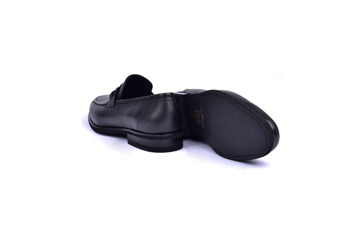 C001103-5844 Deer Skin Buckle Loafer- Black