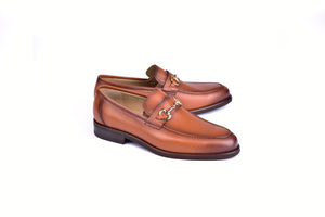 C001102-5844 Deer Skin Buckle Loafer- Tan