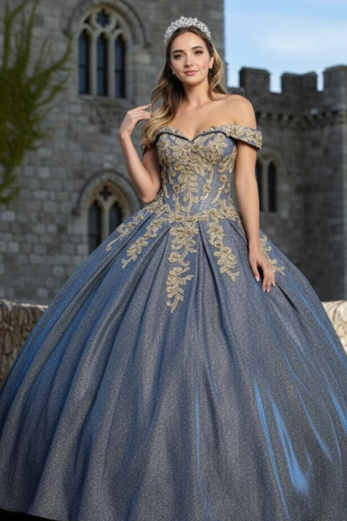 Plus Size Ball Gown in Black/Gold | Formal Quinceanera Dress
