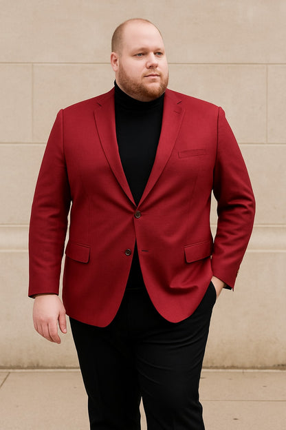 Mens Burgundy Red - Wine  Two-Button Sport Coat  Stylish Blazer for Business, Parties
