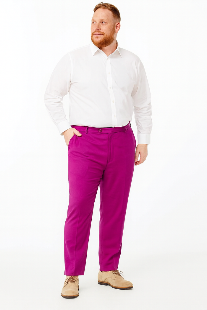Mens Fuchsia Dress Pants  Slim Fit Stylish Formal Trousers for Parties in Hot Pink Color