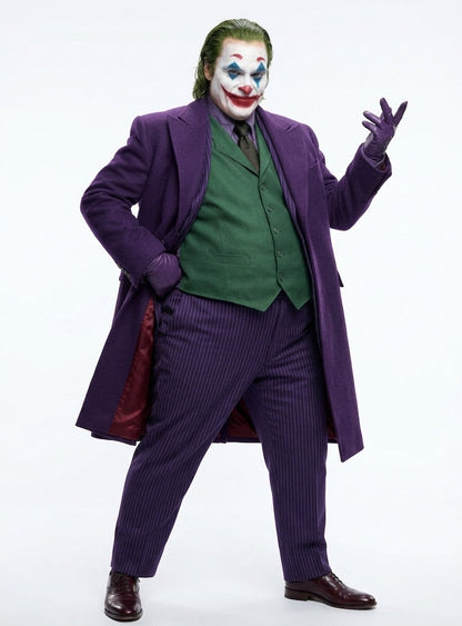 Men’s Purple Overcoat Joker Folie à Deux Arthur Fleck Inspired Long Coat – Classic Costume Trench Coat, Stylish Winter Party Wear Jacket