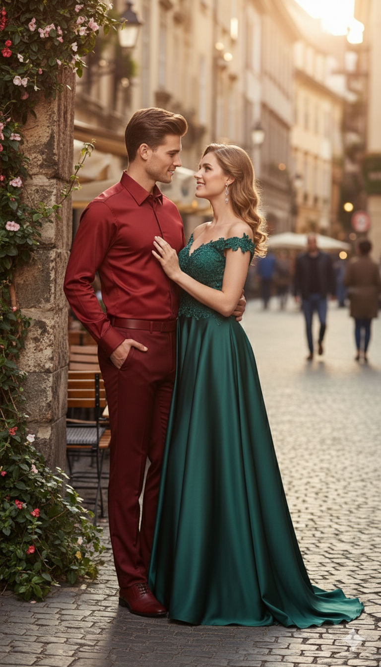 Mens Red Satin Dress Shirt  Luxury Long Sleeve Formal Shirt for Parties, Weddings, and Business Wear