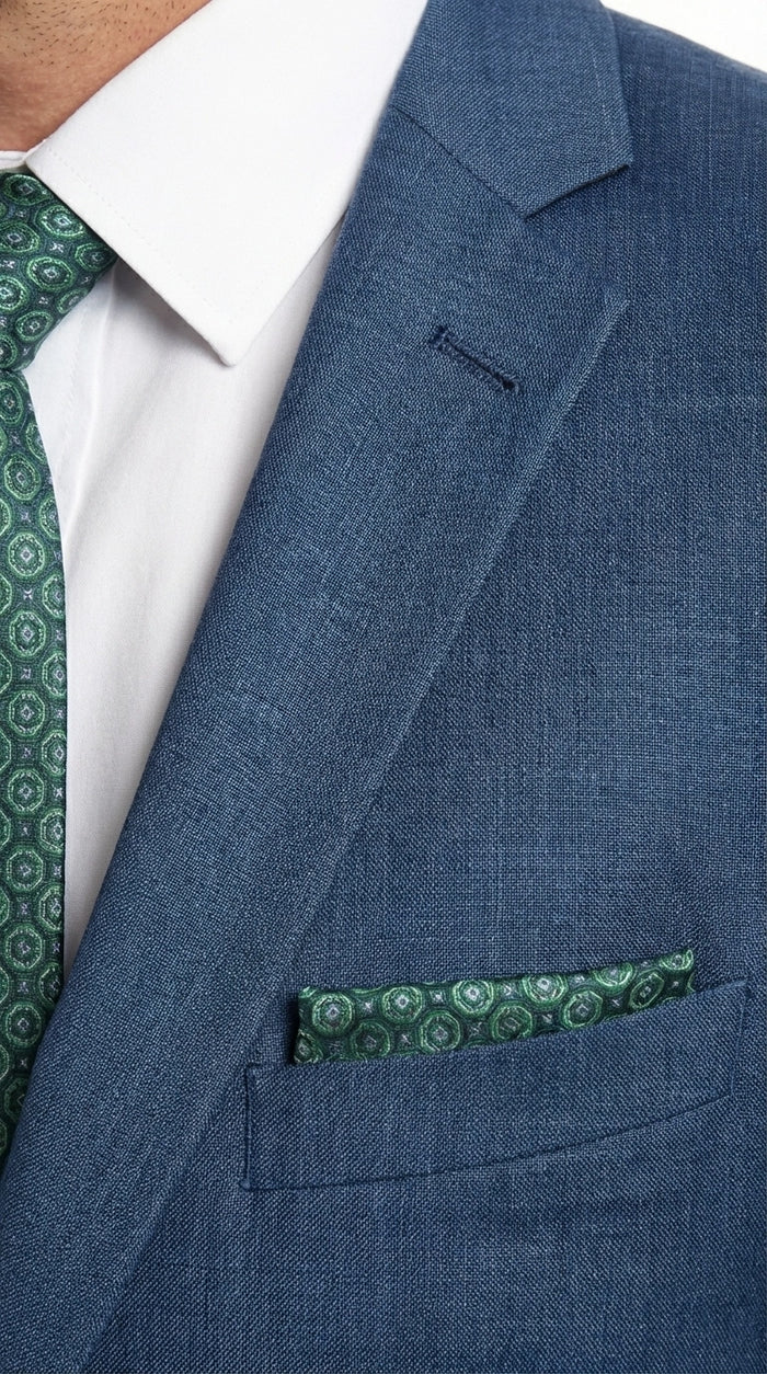 Men’s Indigo Blue Sharkskin Suit – Textured Shiny Formal Suit for Wedding, Business, 2 Buttons Slim Fitted