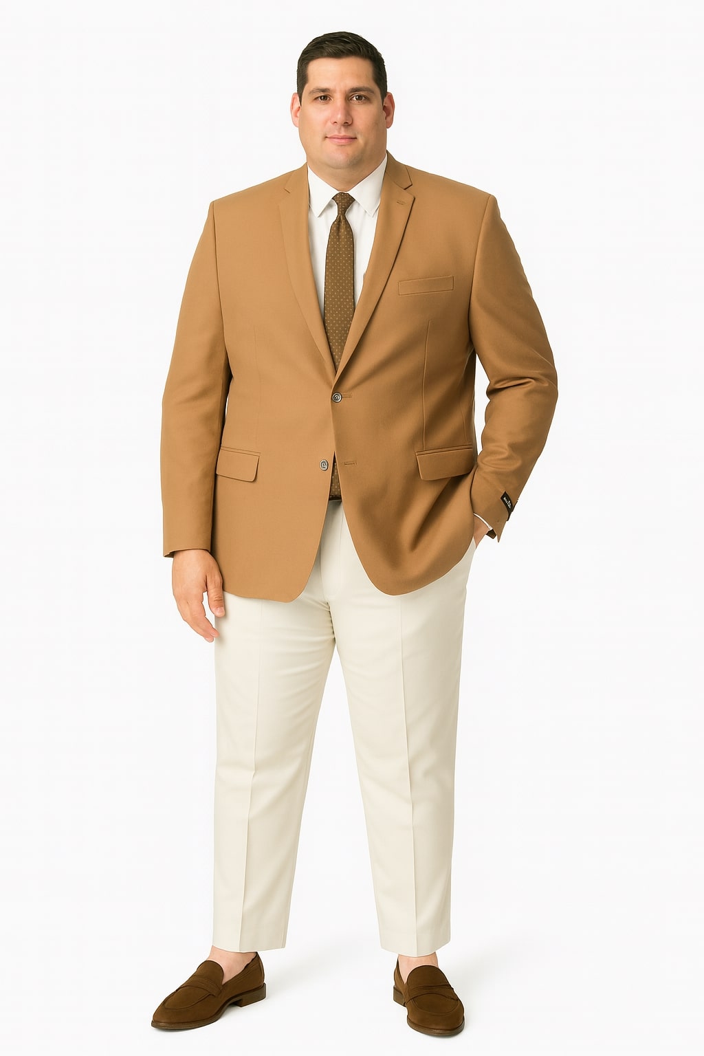Mens Camel Brown Rustish Two-Button Classic Fit Sport Coat  Modern Blazer for Business and Special Occasions