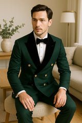 mens-green-double-breasted-wedding-tuxedo-with-black-velvet-lapel-and-gold-buttons