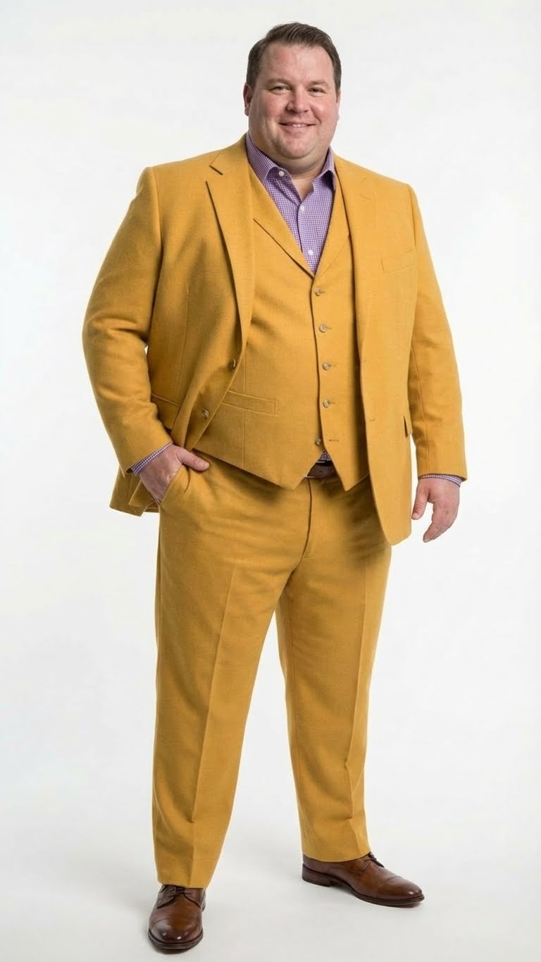 Mens Mustard Yellow Three Piece Suit | 2 Button Notch Lapel Modern Fit in Gold Color - Church Suit