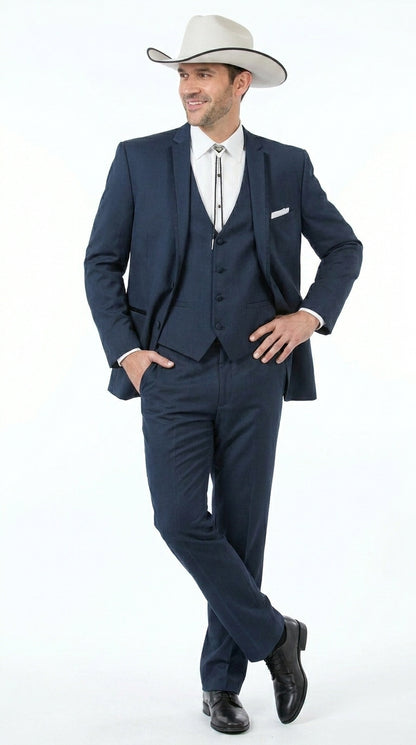 Men’s Slate Blue Western Sport Coat with Two Button Front, Notch Lapel Designer Blazer Jacket