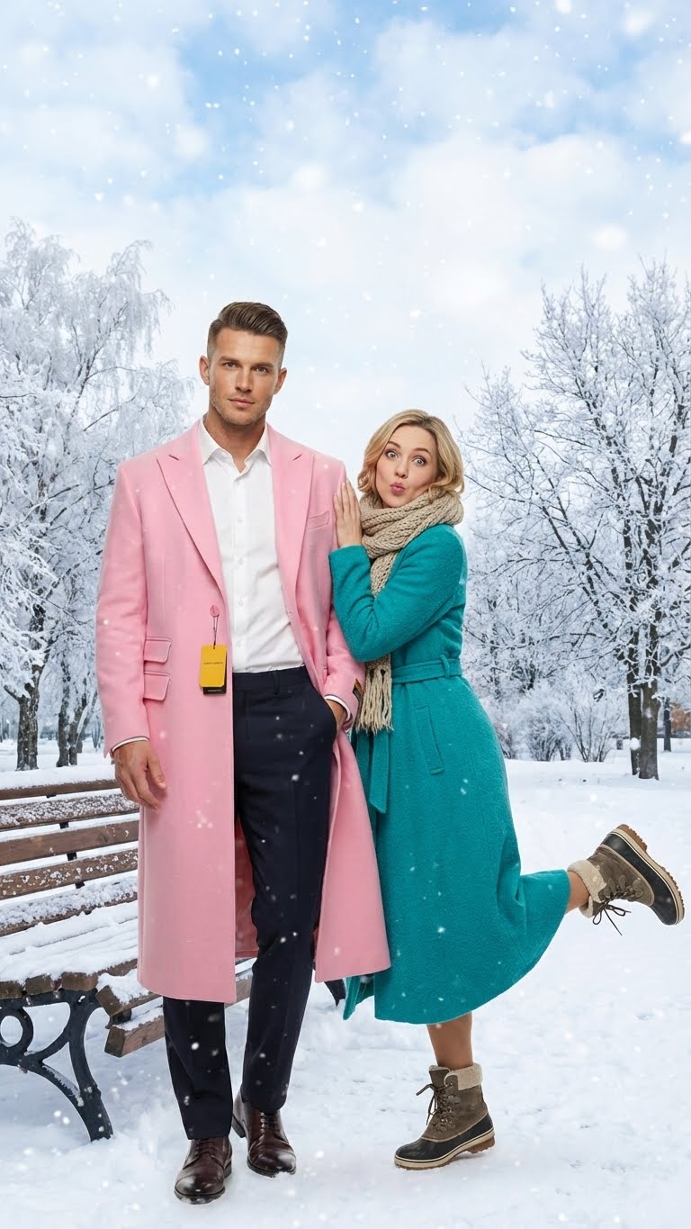 Mens Pink Wool Blend Long Overcoat  Slim Fit Tailored Winter Coat - Carcoat - Topcoat