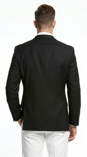 Men’s Black Three Button Blazer – Classic Formal Suit Jacket for Business, Office, Sport Coat