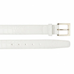 Belvedere Caiman Belt - White Genuine Crocodile Leather Shoe