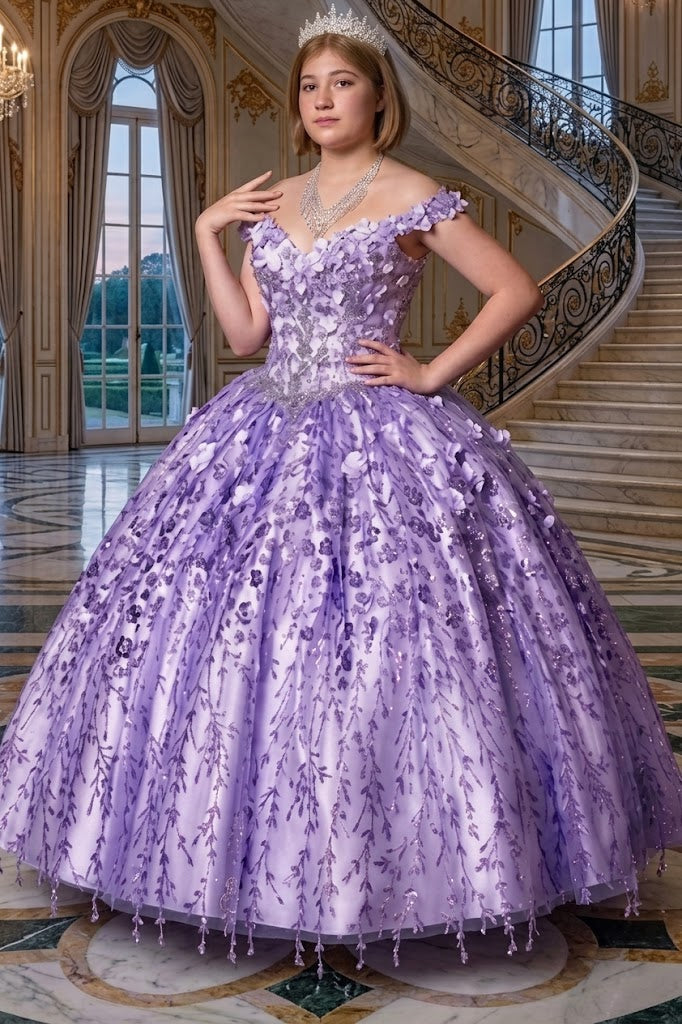 3D Floral Off Shoulder Ball Gown by Calla WB21550