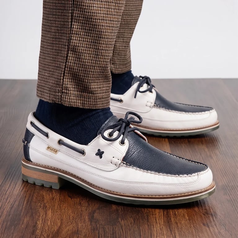 Marco Di Milano Amalfi Navy / White Premium Calf Leather Boat Shoes - view 10