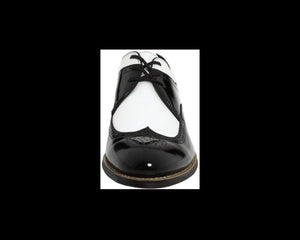 Mens 1920s Gangster Wingtip Dress Shoes - Black and White