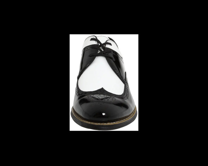 Mens 1920s Gangster Wingtip Dress Shoes - Black and White