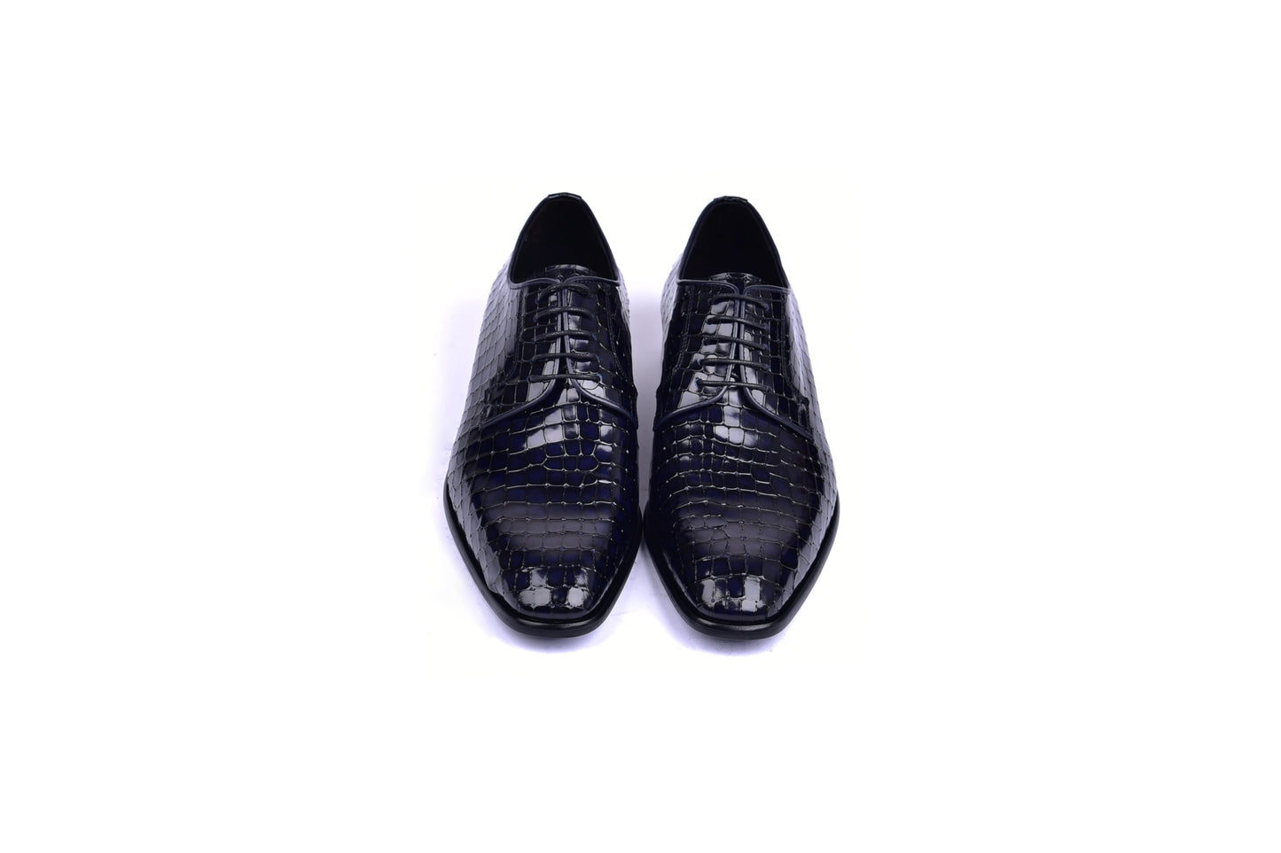 C01507-6291C Croco Print Lace Up Navy