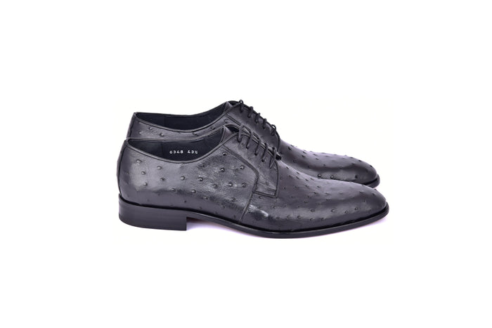 C01502-6348 Genuine Ostrich Black Lace up