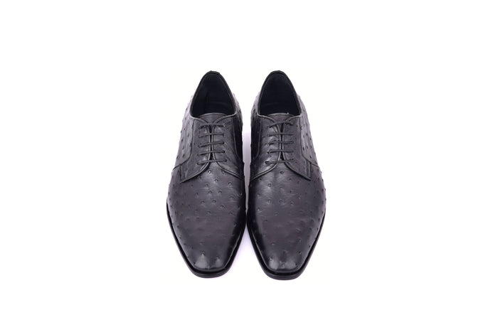 C01502-6348 Genuine Ostrich Black Lace up