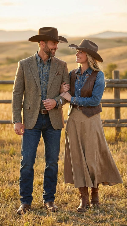 Men’s Brown Taupe Western Blazer Jacket – Classic Cowboy Style Sport Coat for Wedding