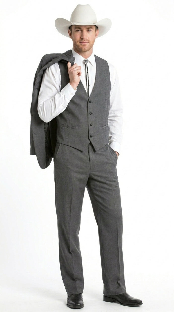 Men’s Dark Gray Western Sport Coat with Two Button Front, Notch Lapel Designer Blazer Jacket