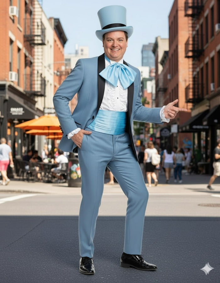 Dumb and Dumber Light Blue Tuxedo Costume for Men with Matching Top Hat  Classic 90s Party and Halloween Suit
